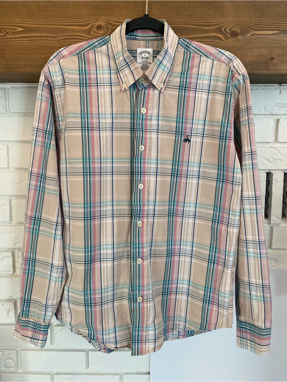 Brooks Brothers 100% Supima Cotton Regent Plaid Button Down Shirt Men’s Large